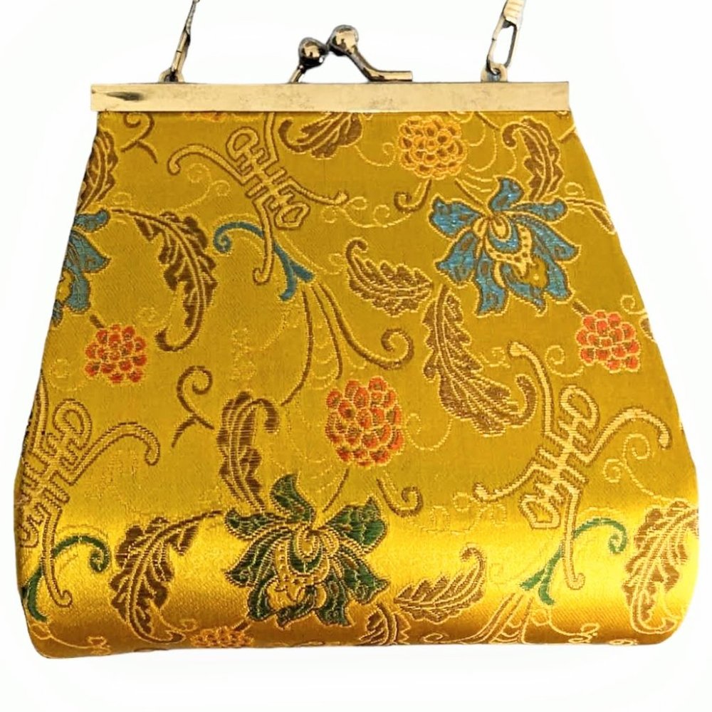 Vintage Handbag, Gold Tapestry, Small
